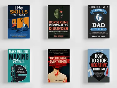 Book Cover Folio author best seller books book cover book cover design creative books dad books design first time dad graphic design life skills teens minimal modern book cover modern design music music book negative thinking non fiction overthinking book cover personal disorder typography