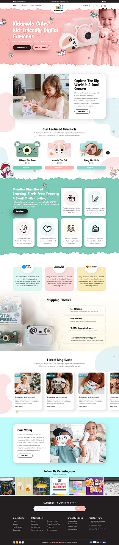 Kidamento: No.1 Kids' Digital Camera 3d branding design graphic design illustration illustrator logo typography ui ux vector web web design website