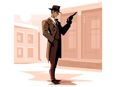 Gangster with a gun cop crime criminal gangster illustration killer mafia mafioso man vector