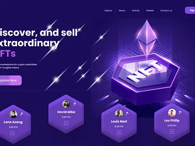 NFT Marketplace landing page motion graphics prototype ui ux