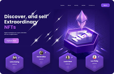 NFT Marketplace landing page motion graphics prototype ui ux