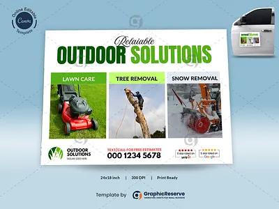 🚗 Reliable Outdoor Solutions – Car Magnet Design Canva landscaping car magnet templates lawn care car magnets snow removal marketing banners snow removal marketing materials tree service car magnets