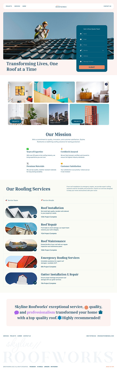 Skyline Roofworks – Crafted for Roofing & Construction Excellenc businesswebsite cleandesign constructiondesign contractorwebsite designinspiration homeimprovement landingpagedesign modernui responsiveui roofingwebsite roofling servicedesign ui ux uxui webdesign websiteredesign