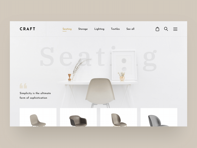CRAFT furniture concept store catalog animation animation catalog drylikov e commerce fashion furniture furniture shop layout preview product page shop slider store transition ui ui animation web web design webdesign website