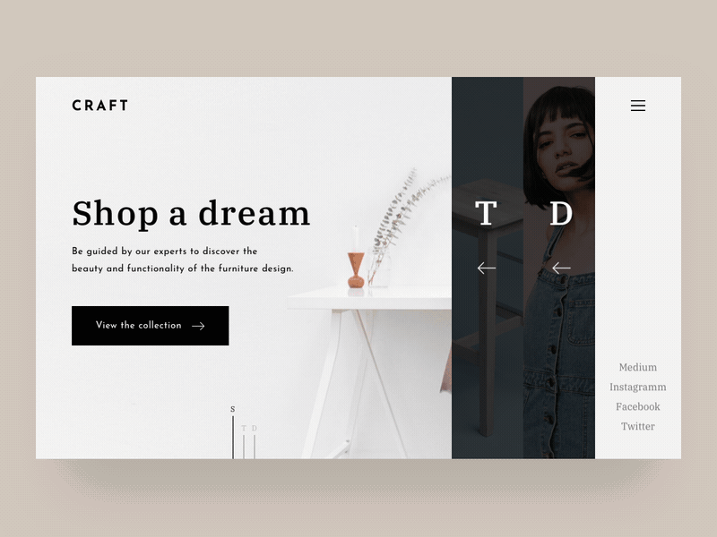 CRAFT furniture shop animation concept animation drylikov e commerce fashion fashion store furniture furniture shop home page homepage interface interior pagination shop slider store ui animation ux web webdesign website
