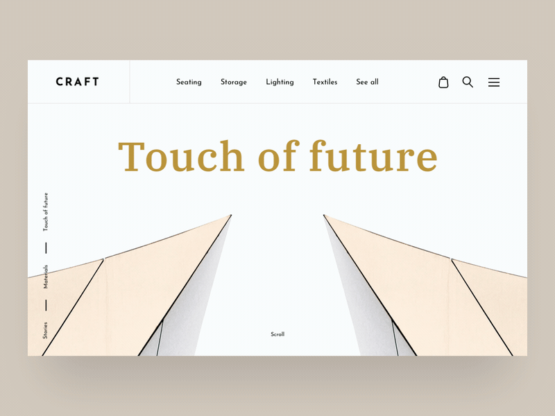 CRAFT furniture story page concept animation architecture article blog craft drylikov e commerce furniture graphic design interface shop store story transition ui animation uidesign ux web web design website