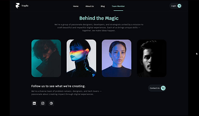 Team Section with Hover Animation in Figma animation checkout design design graphic design illustration personal portfolio landing page ui ux