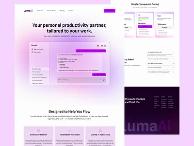 LumaAI — Intelligent AI Web Design for Personal Productivity ai web design ai website app app design branding landing page landing page design modern design trendy ui uiux uiux design ux web design