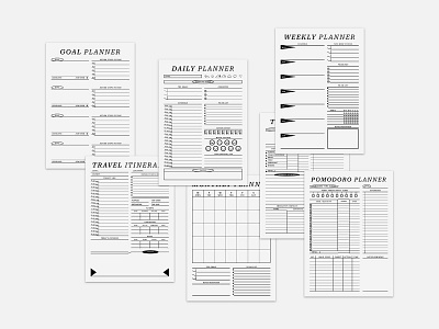 Ultimate Planner Bundle Pack. Vol-01 daily planner monthly planner planner bundle pomodoro planner travel itinerary travel planner ultimate planner weekly planner
