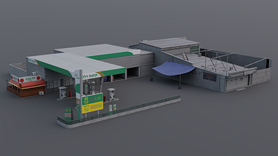 Gas Station 3d blender substance painter
