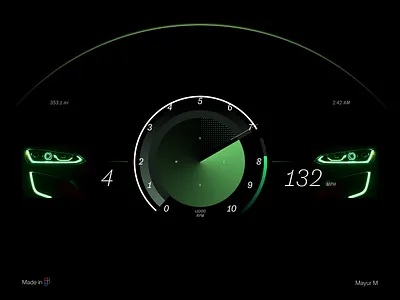 Sports Car Cluster UI – Figma Concept app design car dashboard design design figma framer framer website hmi design illustration product design sports car cluster ui ui design user experience ux web design