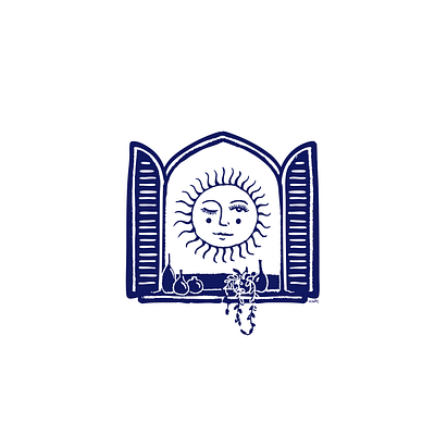 sun in the window logo apothecary block print cafe clay graphic design handmade illustration illustrative logo organic plant plants pottery retro sun surfer t shirt tshirt vintage window
