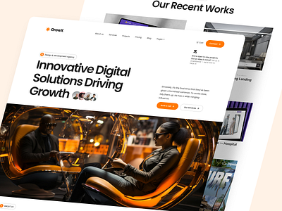 GrowX — A Digital Agency Landing Page agency branding dashboard design digital agency figma figmadesign graphic design illustration landing page logo section ui uiux uxdesign vector webdesign website