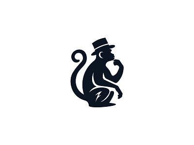 Monkey hat logo animal branding clever design gorilla graphic design hat icon illustration logo logos magic magicain monkey pet thinking vector wild