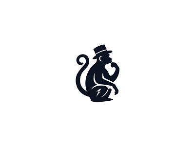 Monkey hat logo animal branding clever design gorilla graphic design hat icon illustration logo logos magic magicain monkey pet thinking vector wild