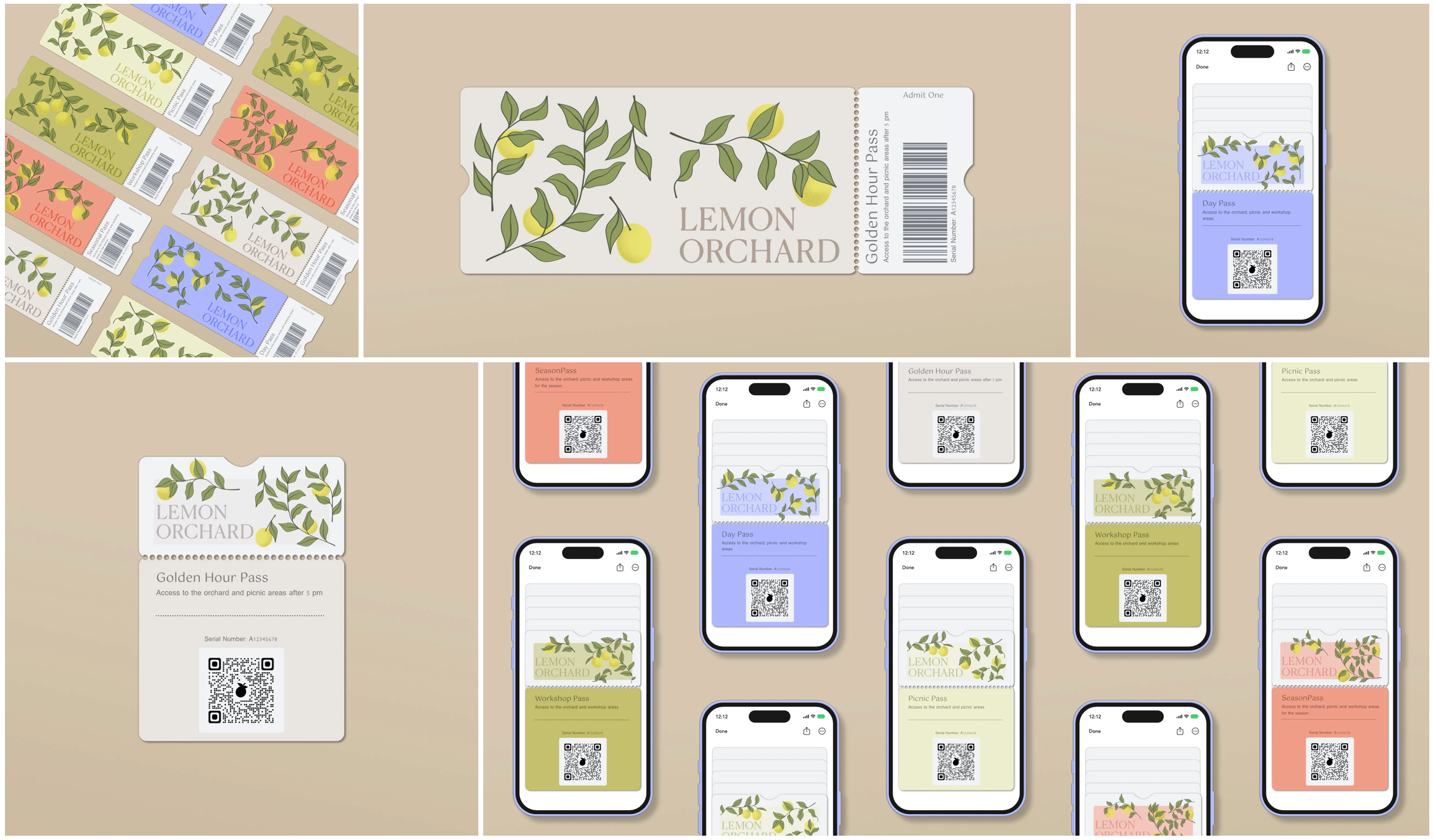 Lemon Grove Ticket Design app booking design digitalart event exhibition graphic design illustration paper print ticket travel ui wallet