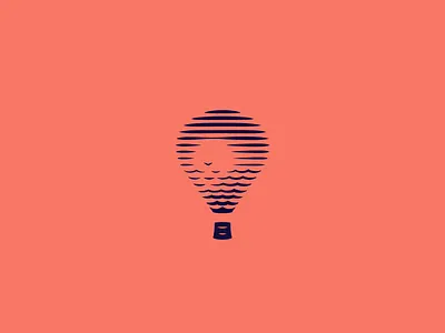 Travelling branding design drawing engraving hot air balloon illustration logo sea sun sunset travel