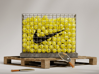 al Sports Display Nike Industri athletic branding ball crate brand showcase brand structure creative marketing display concept dynamic composition edgy concept fitnessbranding gymbranding industrial style lifestyle branding modern branding nike branding product visualization retail identity sports display sports packaging sportsbranding visual grid