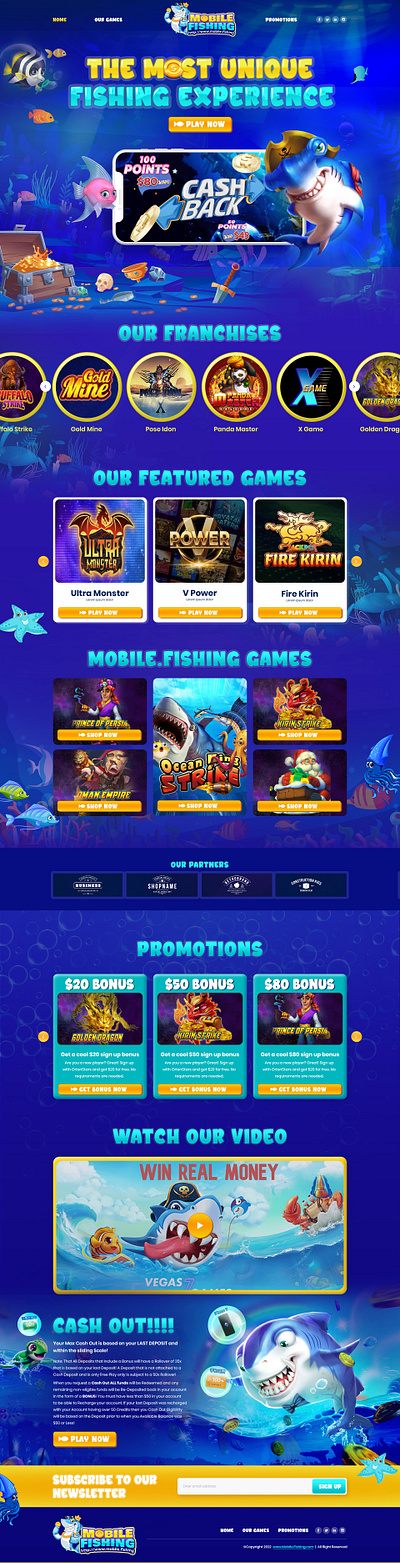 "Mobile Fishing" Mobile Casino Site! 3d branding design graphic design icon illustration illustrator logo typography ui ux vector web web design website