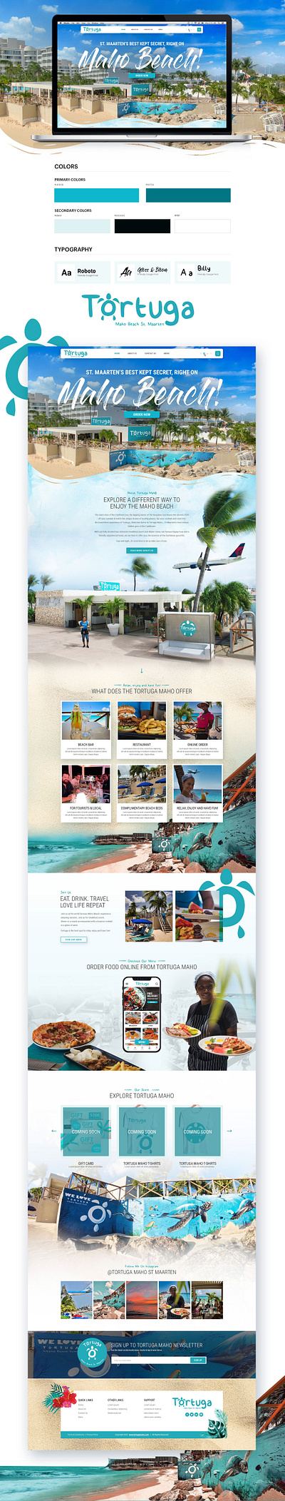Tortuga Maho - Beach bar and restaurant 3d branding design graphic design illustration typography ui ux vector web web design website