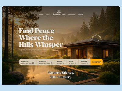 Samavah Hills – Luxury Retreat Web UI Concept carvingdezine figma design figma ui graphic design hotel website interface design logo resort responsive web retreat website travel ui design ux design ux ui wellness