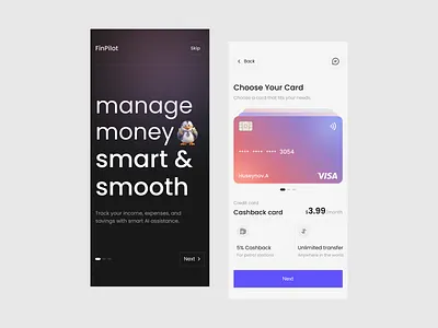 FinPilot: Onboarding & Card Ordering Pages app design figma finance fintec mobile mobileapp ui uidesign ux uxdesign