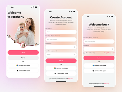 Log in / Sign up Screens mobile App app app design cincep app design template confirm email forget password login signup mobile mobile design modern design onboarding signin signup user experience