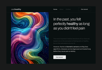 Just Healthy - AI Intelligent ai colors dark mode design app desktop get started healthy hero liquid glass live motion graphics pain play ui web