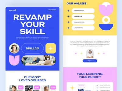 MasterUp – Online Course Email Newsletter Figma build learn share course creator digital course promo education template edutech design email ui figma email design figma ui design instructor branding learning design master up news letter modern email template online learning tools smart news letter ui inspiration ui showcase ui trends ux for education