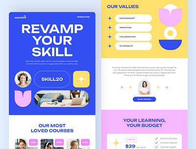 MasterUp – Online Course Email Newsletter Figma build learn share course creator digital course promo education template edutech design email ui figma email design figma ui design instructor branding learning design master up news letter modern email template online learning tools smart news letter ui inspiration ui showcase ui trends ux for education
