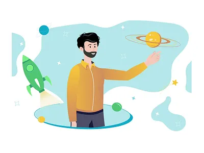 Exploring Space: An Animated Journey Through the Cosmos 2d adventure animation character cosmos creative exploration fun journey motion planets rocket sci fi space visuals