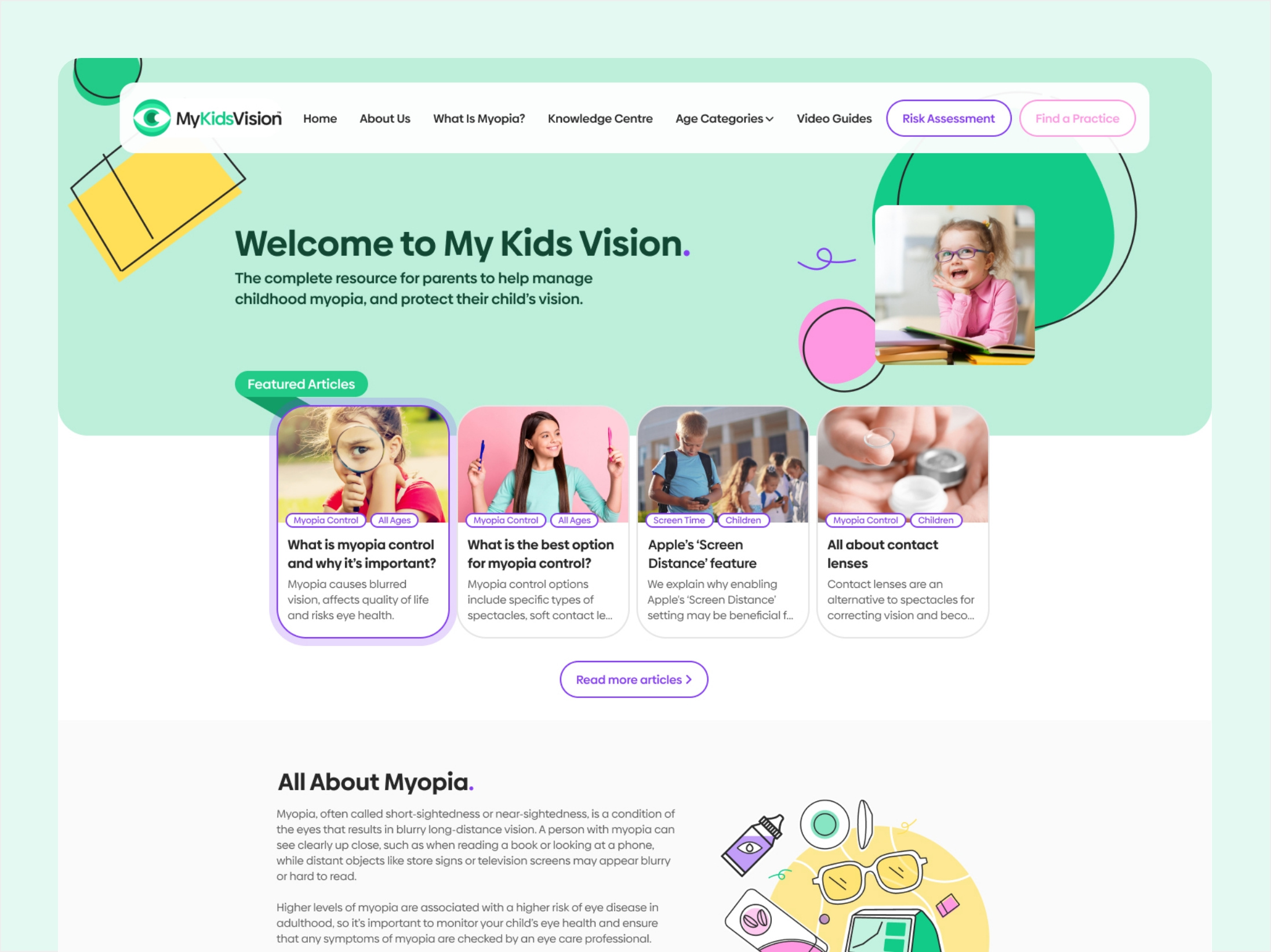 Playful Design - Children's Vision Management Resources Website adobe adobe illustrator branding design graphic design illustration interaction design interactions logo playful playful design redesign ui uiux ux vector website redesign