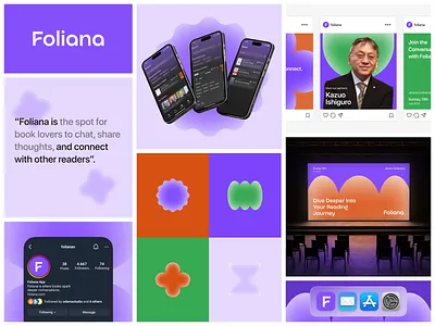 Foliana Brand Guidelines book design book reader brand brand identity branding full color branding graphic design logo minimalist mobile branding mobile logo modern design social book design social branding social media design wordmark