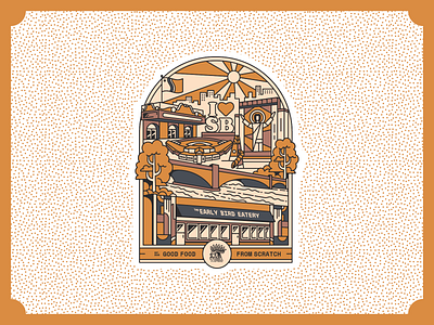 The Early Bird Eatery: Tee Illustration art branding company merch geometric graphic design illustration landscape line line illustration lineart logo merch merch design merchandise monoline restaurant t shirt tee