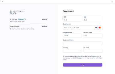 Credit Card Checkout – Clean Payment UI dailyui 002