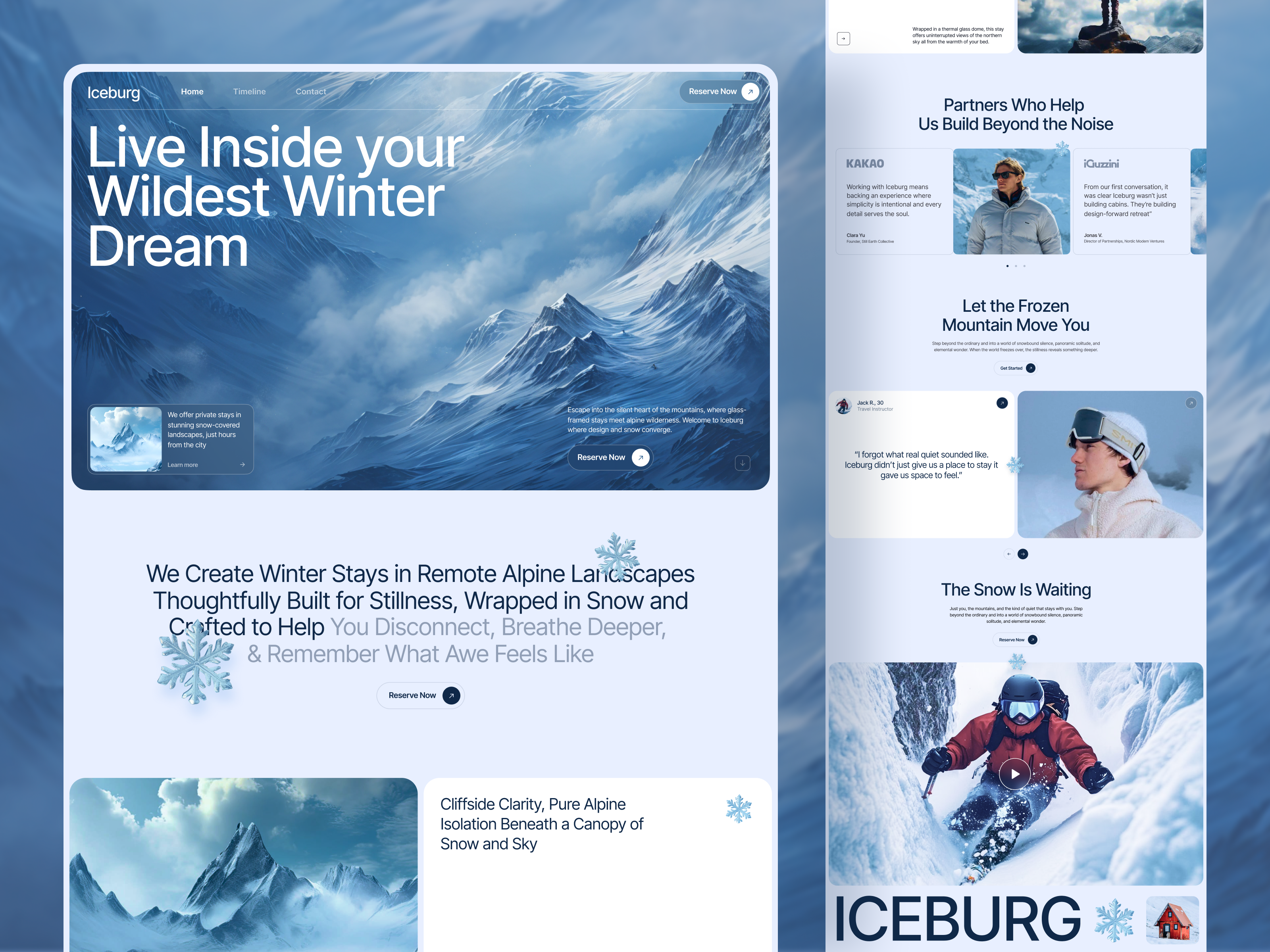 Iceburg Luxury Winter Retreats agency camp campaign design home page ice iceburg landing page minimal mountain sajon tourism travel travel agency ui ux vacation website