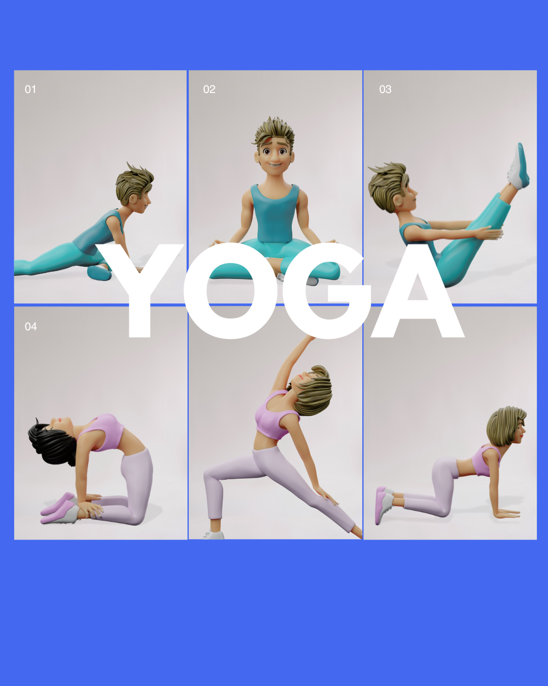 Yoga in 3D 3d branding design graphic design illustration