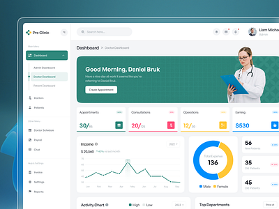Hospital Management Dashboard | Doctor Portal clinicui dashboard dashboarddesign doctor doctorportal healthcareui healthtech hospital hospitaldashboard medical service medicaldashboard medicine patient patientmanagement uidesign uxdesign