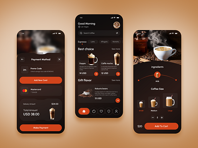 coffee app design app art cafe card clean coffee app coffee shop delivery food and drink food app food app ui food delivery app graphic design logo mobile mobile app order ui