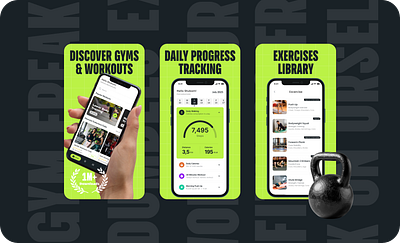 Gym & Fitness App — App Store & Google Play Screenshots androiddesign app store kit app store screenshots appstoredesign branding branding kit design graphic design iosdesign play store visual branding kit play store screenshots playstoredesign screenshots screenshots design visual branding visual branding design