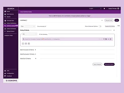 UX/UI Design for Patient Cohort Definition Tool cohort health product ui