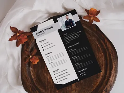 Clean and modern black & white cv template branding design graphic design illustration social media post vector