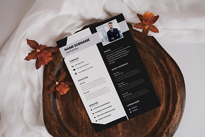 Clean and modern black & white cv template branding design graphic design illustration social media post vector