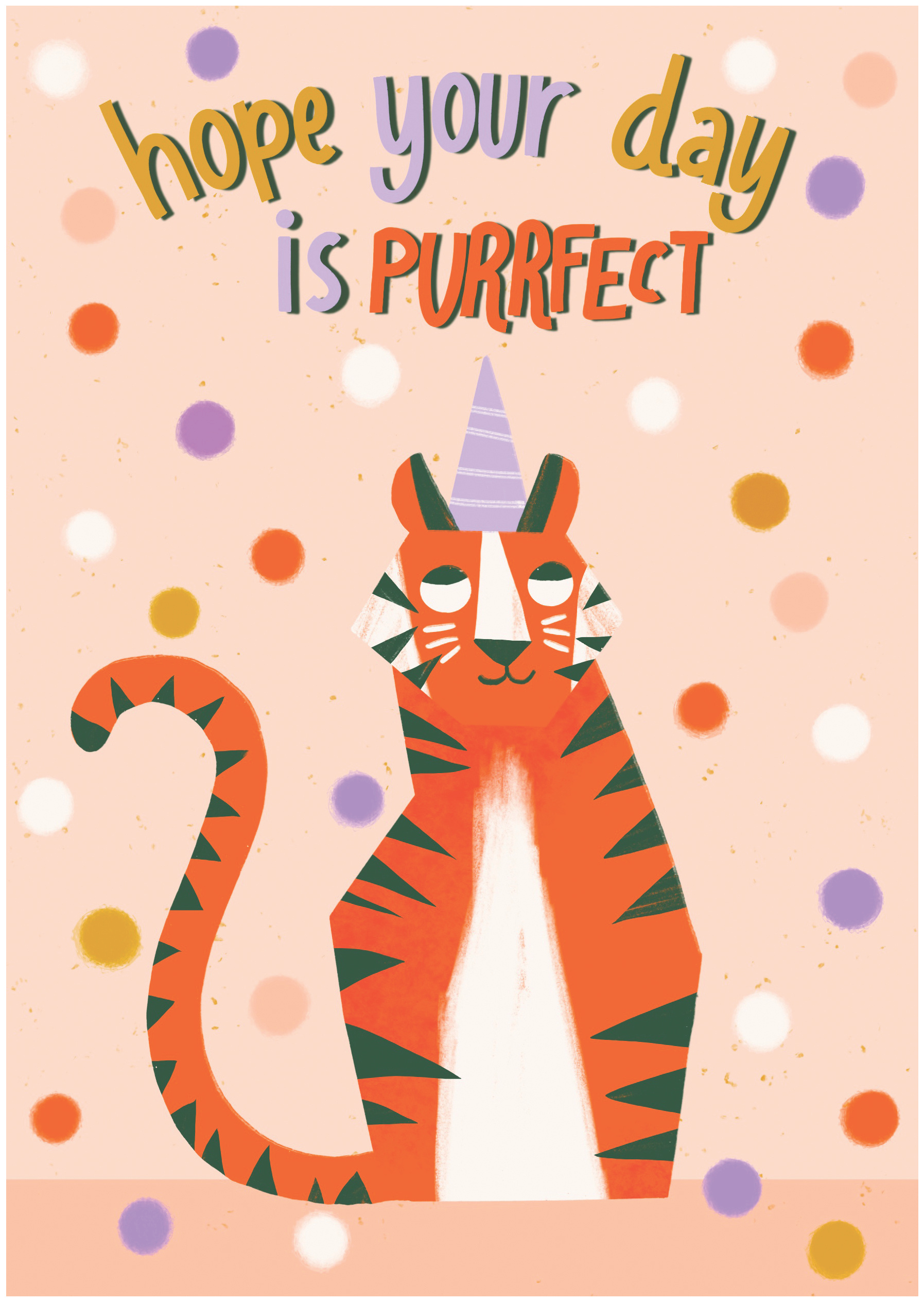 hope your day is PURRfect birthday celebration greeting card illustration procreate pun tiger