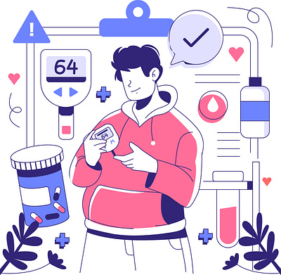 Chronic Illness - Diabetes chronic chronic illness diabetes flat illustration vector