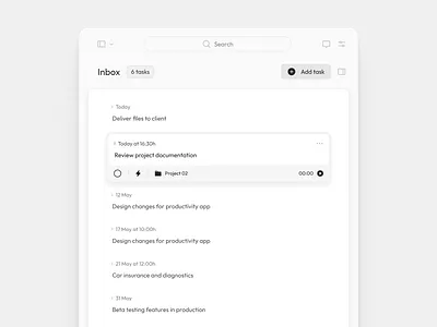 Tasks - Productivity App app layout minimalistic monochromatic notes productivity productivity app section task manager tasks todo ui user experience user interface ux