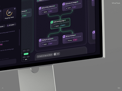 WhatTask: AI Task Tree Management ai app design ai assistant ai dashboard ai fintech ai platform ai startup ai technology artificial intelligence automation crypto app dashboard ui defi etherium finance platform product design saas dashboard token web3 design