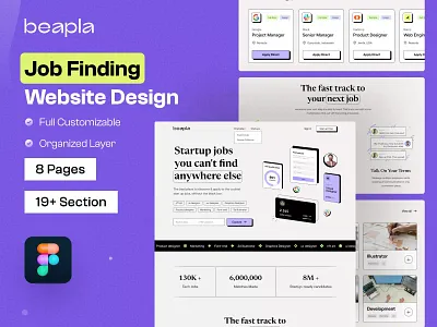 Job Finding UI Design Template beapla figma figma design job finding website job website job website design ui design uihut website design