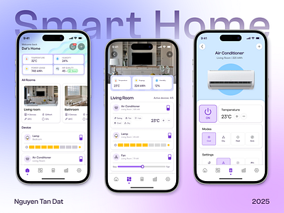 Smart Home App app design graphic design illustration typography ui ux