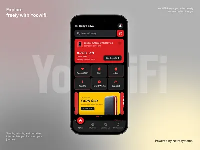 Yoo Wifi – Your Travel Data Companion connectivity app dark theme app e sim app global cloverage global wifi netro netrosystems pocket wifi portable wifi real time tracking telco app travel data travel wifi trending app unlimited data app wifi app